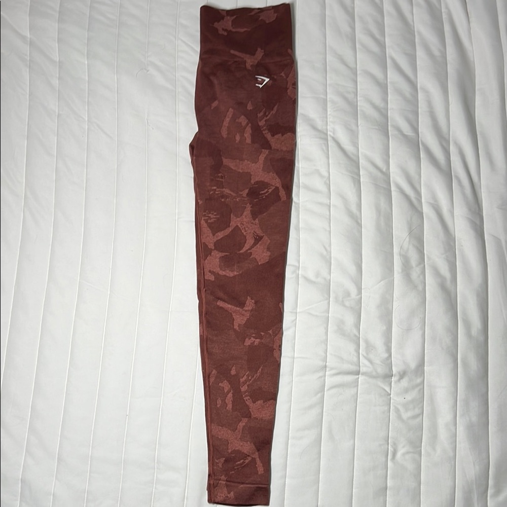 Gymshark Adapt Camo Seamless Leggings- Cherry Brown